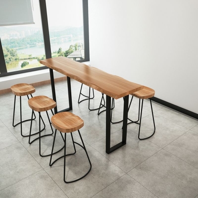 Rechteckiger Bartisch im industriellen Stil, Bar-Esstisch aus massivem Holz in Barh&ouml;he