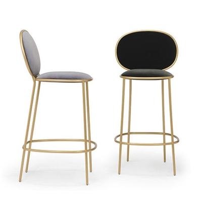 Zeitgen&ouml;ssische Barhocker mit R&uuml;ckenlehne, Barhocker aus Metall mit goldenen Beinen