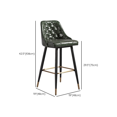 Barhocker aus Kunstleder im Glam-Stil, armloser Barhocker mit niedriger R&uuml;ckenlehne und Metallbeinen