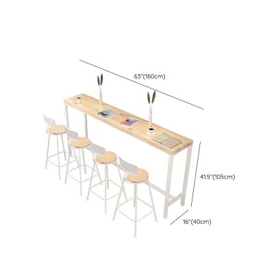 Rechteckiger Pub-Tisch in Barh&ouml;he mit Holzplatte und wei&szlig;em Sockel