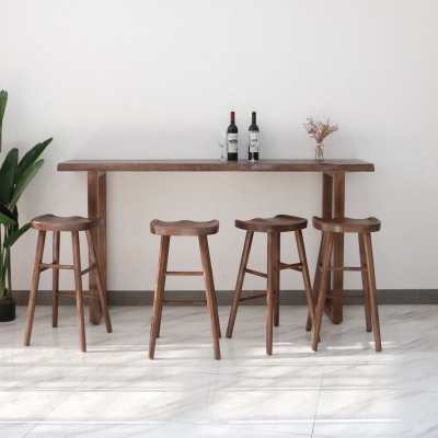 Industrielles 1/2/4/5-teiliges Bartisch-Set, rechteckiger Bartisch mit hohen Holzhockern