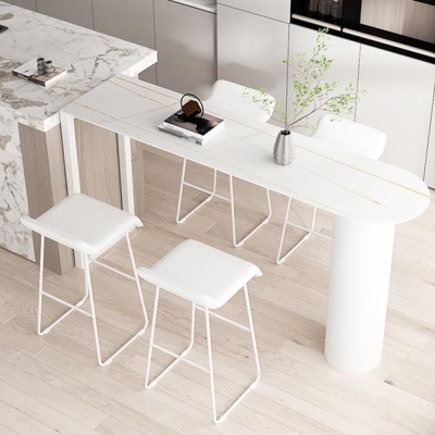 Set tavolo da bar a forma libera Tavolo da bar e sgabelli da bar con base in metallo bianco da 1/3/5 pezzi