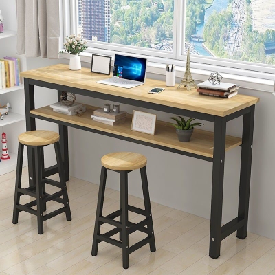 Rechteckiger Tisch aus Metall und Holz, moderner, minimalistischer Bartisch f&uuml;r Zuhause
