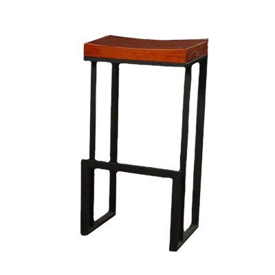 Zeitgen&ouml;ssischer Holz-Barhocker, r&uuml;ckenfreier Barhocker mit Metallbeinen