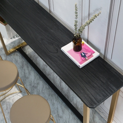 Barthekentisch aus Holz im Glam-Stil, rechteckiger Barthekentisch mit Metallbeinen