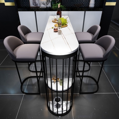 Freiform-Bar-Esstisch f&uuml;r den Innenbereich, moderner Bartisch mit Steinplatte und Ablagefach