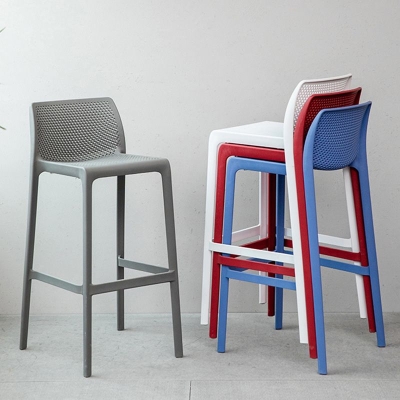 Barhocker im nordischen Stil, Kunststoff-Barhocker mit 4 Beinen f&uuml;r Zuhause