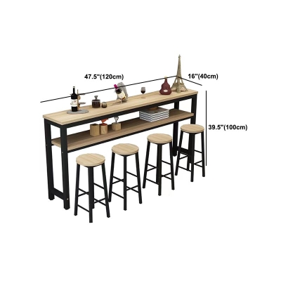 Rechteckiger Tisch aus Metall und Holz, moderner, minimalistischer Bartisch f&uuml;r Zuhause