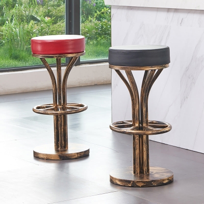 Zeitgen&ouml;ssische Thekenh&ouml;henhocker aus Edelstahl, r&uuml;ckenfreier Hocker
