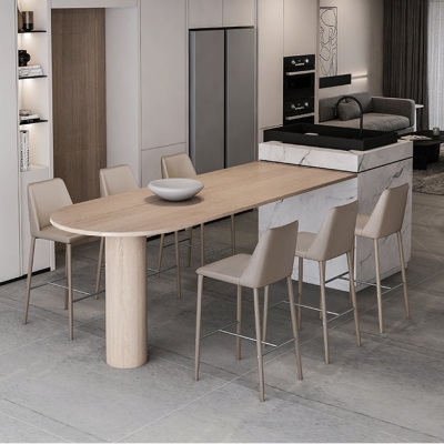 Moderner Barhocker mit R&uuml;ckenlehne, Leder- und Metallgestell, Thekenhocker f&uuml;r das Wohnzimmer