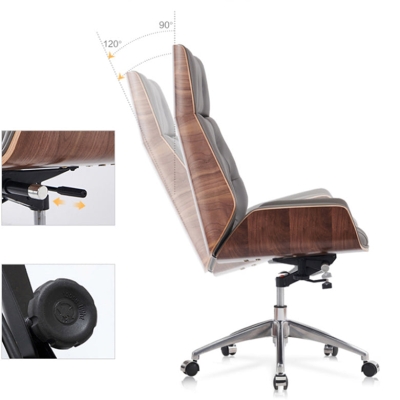 Armlehnenloser Leder-Schreibtischstuhl, moderner, nicht st&ouml;render ergonomischer B&uuml;rostuhl mit Rollen