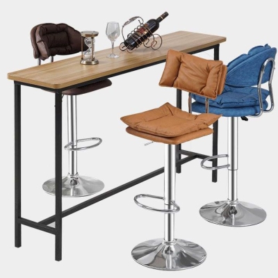 Skandinavischer Metall-Barhocker, Stoff-Thekenhocker mit Chromgestell