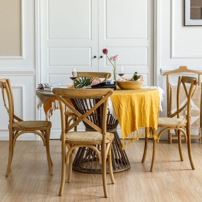 Moderner Beistellstuhl aus Holz mit gekreuzter R&uuml;ckenlehne f&uuml;r Zuhause