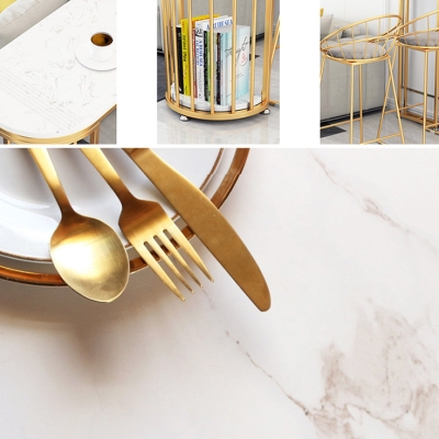 Specjalny kamienny st&oacute;ł barowy Glam White Barowy st&oacute;ł koktajlowy z p&oacute;łkami