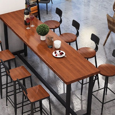 Rechteckiger Bartisch im modernen Stil aus massivem Holz in Braun