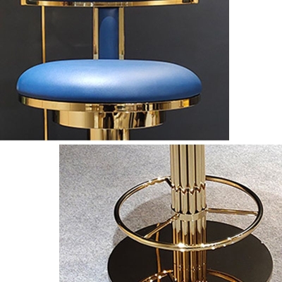 Barhocker im Glam-Stil, Lederr&uuml;ckenlehne, Barhocker f&uuml;r Esszimmer mit Metallgestell