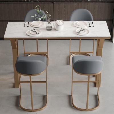 Wei&szlig;es rechteckiges 1/2/3-teiliges Barhocker- und Tischset f&uuml;r den Innenbereich, glamour&ouml;ses Tisch- und Hockerset