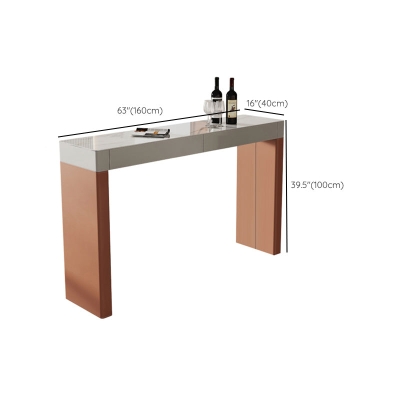 Tavolo da pranzo da bar moderno rettangolare Tavolo da bar con piedistallo in pelle e legno