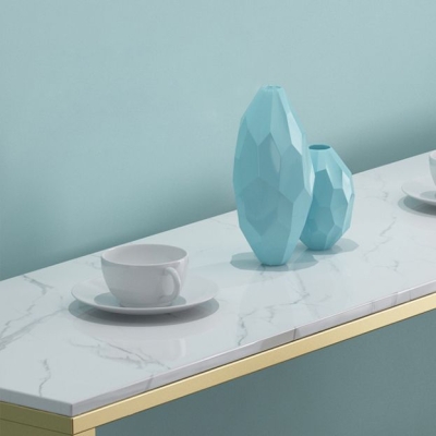 1/4-teiliges Bartisch-Set aus Glam-Eisen, rechteckiges Bistro-Set aus wei&szlig;em Kunstmarmor mit Fu&szlig;st&uuml;tze