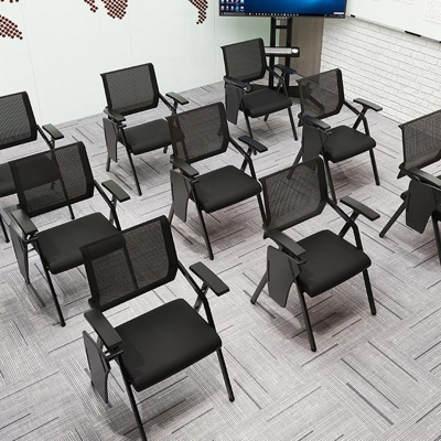 Konferenzstuhl aus Netzstoff mit mittlerer R&uuml;ckenlehne, ergonomischer Stuhl mit festen Armlehnen f&uuml;r das B&uuml;ro