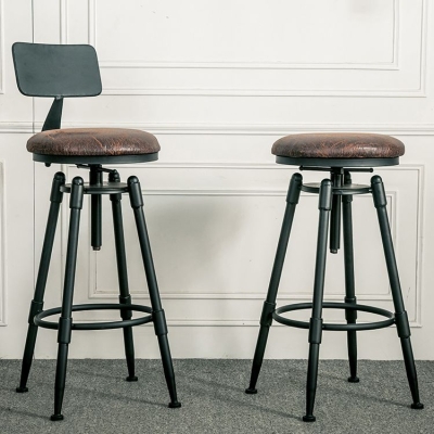 Industrieller armloser drehbarer Barhocker aus Eisen mit Pedal