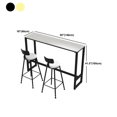 Rechteckiger Bartisch mit Steinplatte, moderner Pub-Tisch mit Metallrahmen