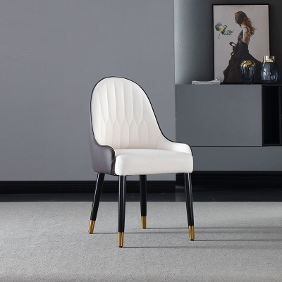 Beistellstuhl aus Leder mit massiver R&uuml;ckenlehne und skandinavischem Design