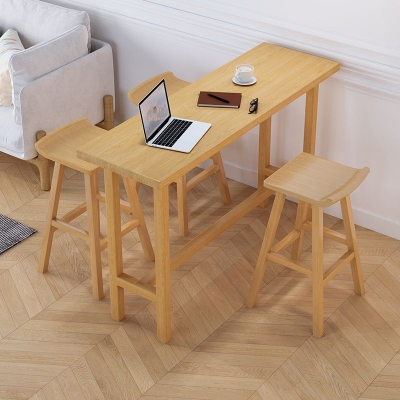 Rechteckiger Bartisch mit Kiefernholzplatte, moderner Bistrotisch mit Bockgestell in Natur