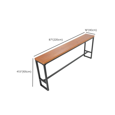 Moderner Bartisch mit Metallgestell, schwarzer Eisen-Massivholz-Terrassentisch