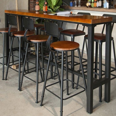 Bartisch im industriellen Stil, schwarzer Eisen-Massivholz-Bistro-Pub-Tisch
