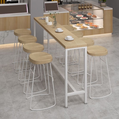 Nat&uuml;rliches Massivholz-Tisch- und Hocker-Set, 1/2/5/9-teilig, rechteckiges Pub-Ess-Set