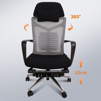 Ergonomischer B&uuml;rostuhl mit hoher R&uuml;ckenlehne, moderner Drehstuhl f&uuml;r Chefsessel