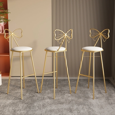 Glam Barhocker ohne Armlehnen, Barhocker aus Eisen mit Kissen und Pedal