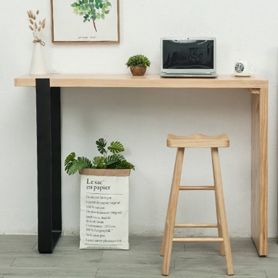 Industrieller Tresenhocker aus massivem Holz, armloser Barhocker f&uuml;r das Wohnzimmer