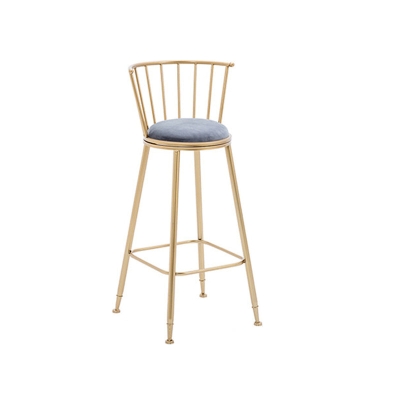 Esszimmerhocker mit goldenem Metallgestell, runde Barhocker mit niedriger R&uuml;ckenlehne und Fu&szlig;st&uuml;tze