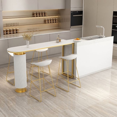 Bartisch im Glam-Stil, Stein, Bar-Esstisch mit zwei S&auml;ulen f&uuml;r den Innenbereich