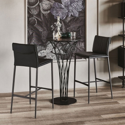 Moderner Barhocker mit Lederr&uuml;ckenlehne, Thekenhocker f&uuml;r das Esszimmer