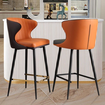 Glam R&uuml;ckenlehne Armlehne Thekenhocker Eisen Barhocker mit Kissen und Pedal f&uuml;r Caf&eacute;