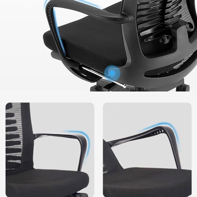 Moderner B&uuml;rostuhl mit festen Armlehnen, ergonomischer, atmungsaktiver AirGrid-Stuhl