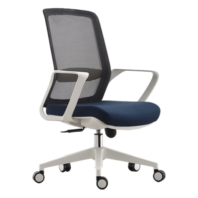 Poltroncina contemporanea con braccioli fissi e ruote, sedia da ufficio con altezza del sedile regolabile