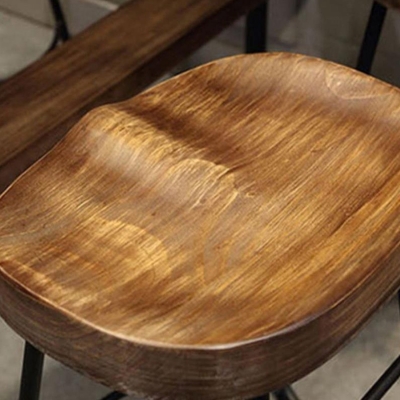 Zeitgen&ouml;ssische, r&uuml;ckenfreie Esszimmerhocker, Barhocker aus massivem Holz mit Fu&szlig;st&uuml;tze