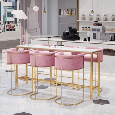 Moderner Bistro-Bartisch in Barh&ouml;he mit Kunstmarmorplatte f&uuml;r das Wohnzimmer