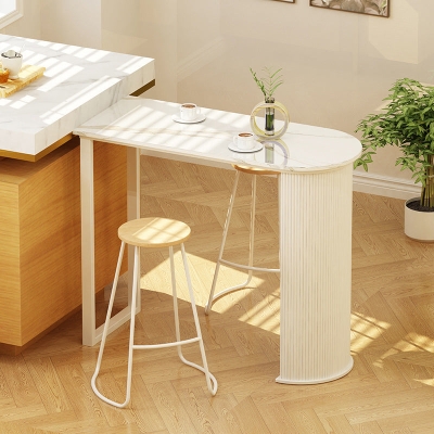 Zeitgen&ouml;ssisches Bartisch-Set, 1/2/3-teilig, wei&szlig;er Stein-Bartisch mit Hockern