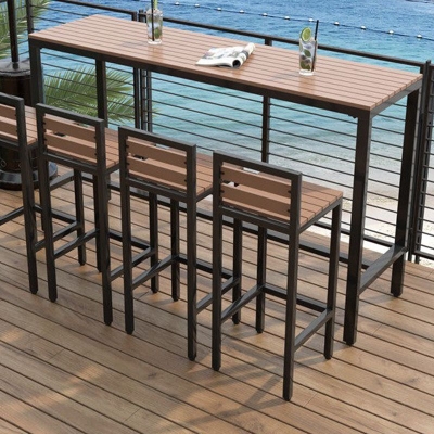 Industrieller Stehtisch mit Metallgestell, Pub-H&ouml;he, Esstisch f&uuml;r die Terrasse