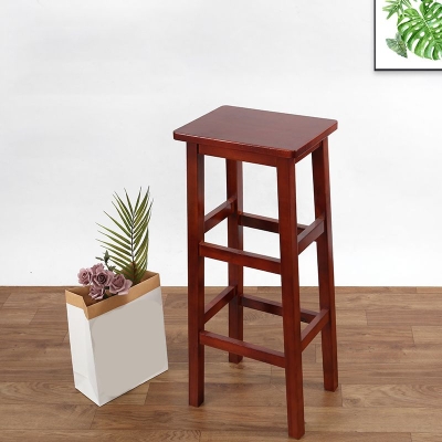 Barhocker aus massivem Holz, Fu&szlig;st&uuml;tze, armloser Thekenhocker f&uuml;r das Esszimmer