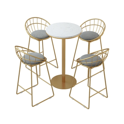 Set moderno da bancone rotondo 1/2/5 pezzi Set tavolo e sgabello da bar in pietra per interni