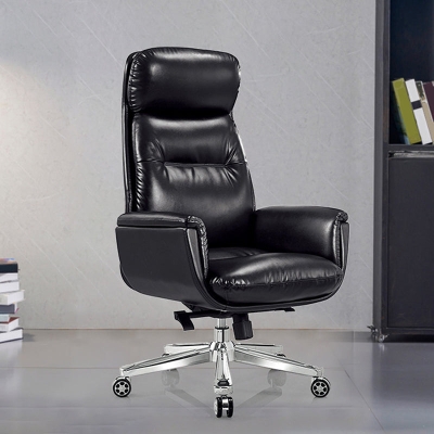Poltrona direzionale contemporanea larga 25" Poltrona direzionale in pelle nera
