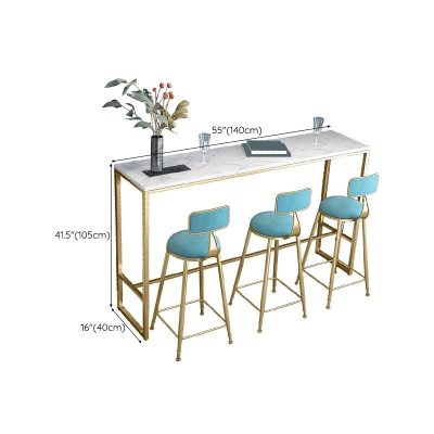 Tavolo da bar rettangolare bianco da altezza Tavolo da bar da bistrot in stile glam con base dorata