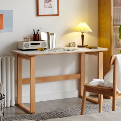 Scrivania da ufficio per camera da letto in stile semplice in legno massello, alta 29,5 pollici