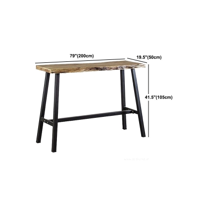 Industrieller Bistrotisch mit grauem Metallrahmen, Tischplatte aus Kiefernholz im Used-Look in Braun